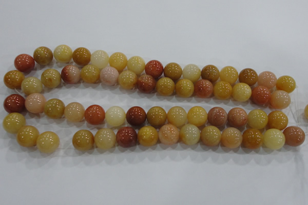 CRJ416 15.5 inches 14mm round red & yellow jade beads wholesale