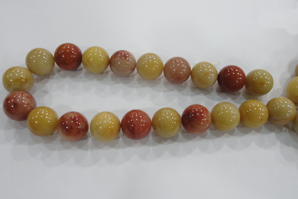 CRJ419 15.5 inches 20mm round red & yellow jade beads wholesale