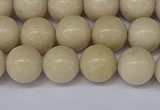 CRJ602 15.5 inches 8mm round white fossil jasper beads wholesale