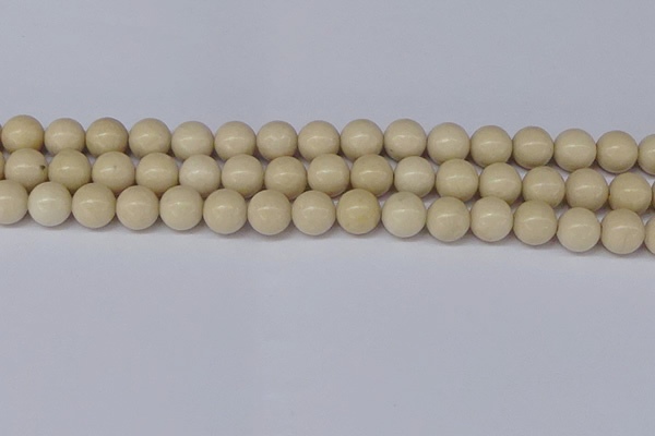 CRJ603 15.5 inches 10mm round white fossil jasper beads wholesale