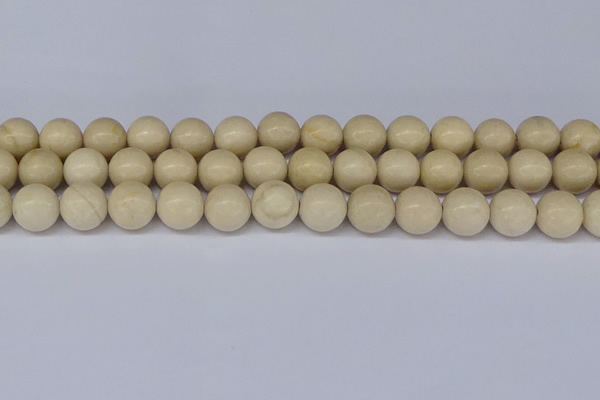 CRJ604 15.5 inches 12mm round white fossil jasper beads wholesale