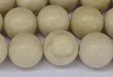 CRJ605 15.5 inches 14mm round white fossil jasper beads wholesale