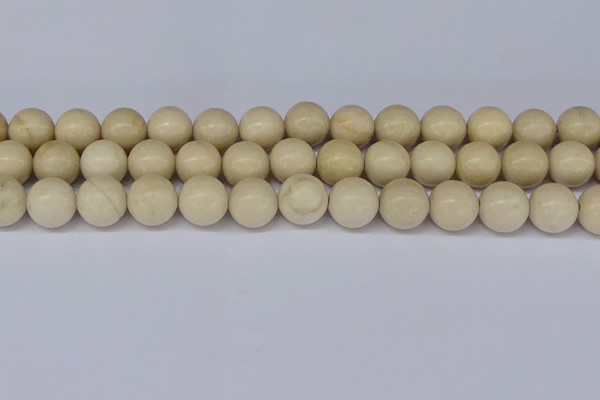 CRJ605 15.5 inches 14mm round white fossil jasper beads wholesale