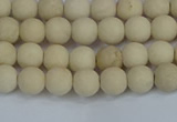 CRJ610 15.5 inches 4mm round matte white fossil jasper beads