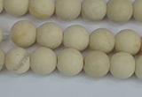 CRJ611 15.5 inches 6mm round matte white fossil jasper beads