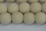 CRJ612 15.5 inches 8mm round matte white fossil jasper beads