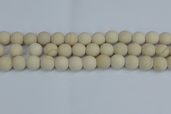 CRJ613 15.5 inches 10mm round matte white fossil jasper beads