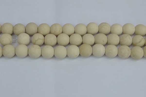 CRJ614 15.5 inches 12mm round matte white fossil jasper beads