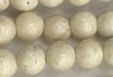 CRJ621 15.5 inches 6mm round white fossil jasper beads wholesale