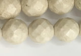 CRJ628 15.5 inches 8mm round white fossil jasper beads wholesale