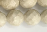 CRJ629 15.5 inches 10mm faceted round white fossil jasper beads