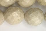 CRJ630 15.5 inches 12mm faceted round white fossil jasper beads