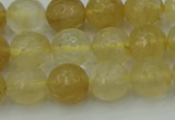 CRO1033 15.5 inches 10mm faceted round yellow watermelon quartz beads