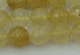 CRO1034 15.5 inches 12mm faceted round yellow watermelon quartz beads