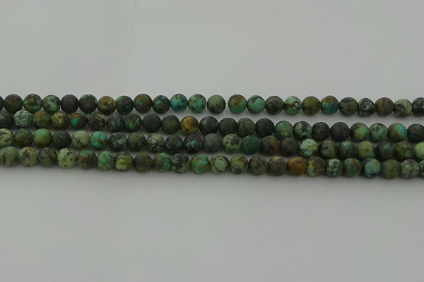 CRO1051 15.5 inches 6mm round matte African turquoise beads