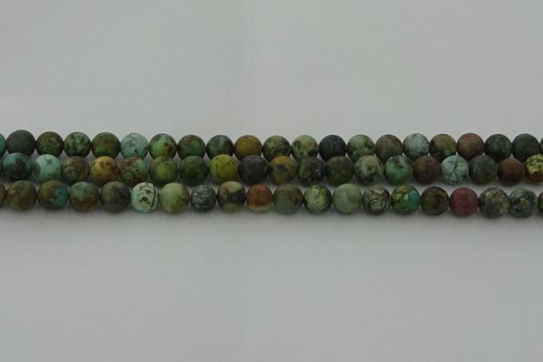 CRO1052 15.5 inches 8mm round matte African turquoise beads