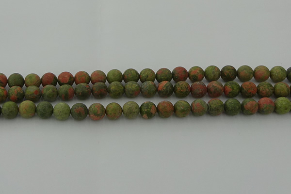 CRO1062 15.5 inches 8mm round matte unakite beads wholesale