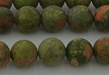 CRO1063 15.5 inches 10mm round matte unakite beads wholesale