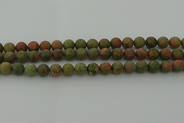 CRO1063 15.5 inches 10mm round matte unakite beads wholesale