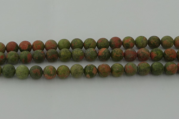 CRO1064 15.5 inches 12mm round matte unakite beads wholesale