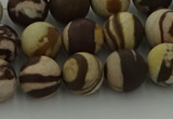 CRO1073 15.5 inches 10mm round matte brown zebra jasper beads