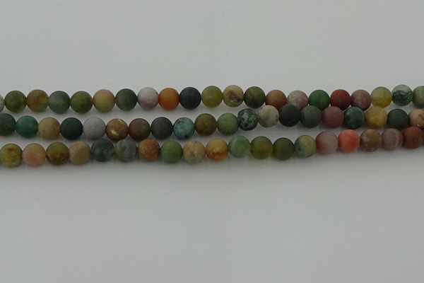 CRO1082 15.5 inches 8mm round matte Indian agate beads wholesale