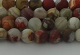 CRO1091 15.5 inches 6mm round matte laguna lace agate beads