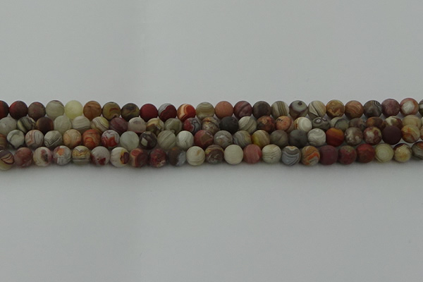 CRO1091 15.5 inches 6mm round matte laguna lace agate beads