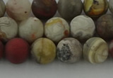 CRO1092 15.5 inches 8mm round matte laguna lace agate beads