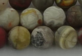 CRO1094 15.5 inches 12mm round matte laguna lace agate beads