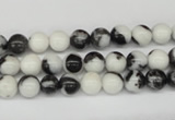 CRO11 15.5 inches 6mm round black & white jasper beads wholesale