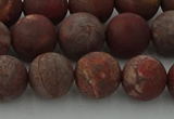 CRO1103 15.5 inches 10mm round matte pomegranate jasper beads