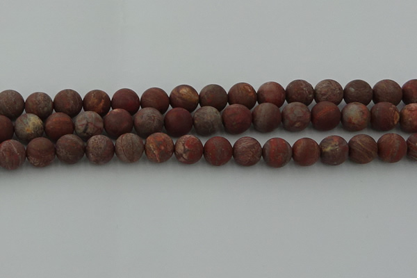 CRO1103 15.5 inches 10mm round matte pomegranate jasper beads