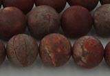 CRO1104 15.5 inches 12mm round matte pomegranate jasper beads