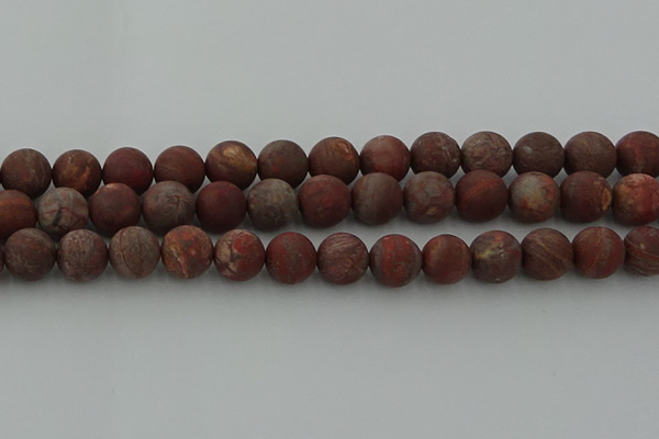 CRO1104 15.5 inches 12mm round matte pomegranate jasper beads