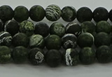 CRO1120 15.5 inches 4mm round matte green silver line jasper beads