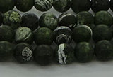 CRO1121 15.5 inches 6mm round matte green silver line jasper beads