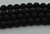 CRO1130 15.5 inches 4mm round matte black agate gemstone beads