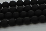 CRO1131 15.5 inches 6mm round matte black agate gemstone beads