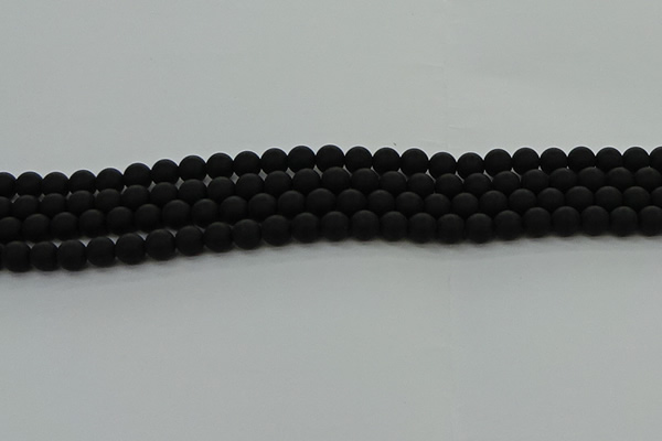 CRO1131 15.5 inches 6mm round matte black agate gemstone beads