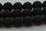 CRO1132 15.5 inches 8mm round matte black agate gemstone beads