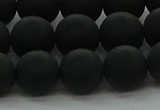 CRO1134 15.5 inches 12mm round matte black agate gemstone beads