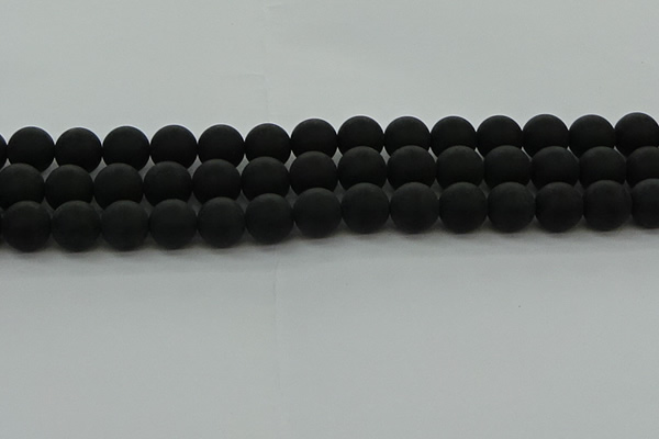 CRO1134 15.5 inches 12mm round matte black agate gemstone beads