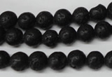 CRO118 15.5 inches 8mm round black lava beads wholesale