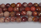 CRO1188 15.5 inches 4mm faceted round red porcelain beads