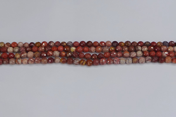 CRO1188 15.5 inches 4mm faceted round red porcelain beads