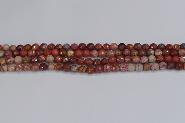 CRO1189 15.5 inches 6mm faceted round red porcelain beads