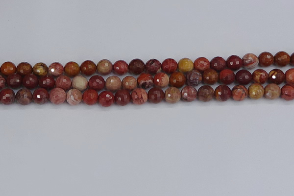 CRO1190 15.5 inches 8mm faceted round red porcelain beads