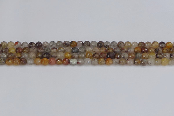 CRO1195 15.5 inches 4mm faceted round mixed lodalite quartz beads