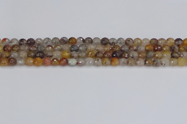 CRO1196 15.5 inches 6mm faceted round mixed lodalite quartz beads